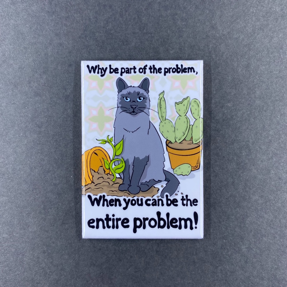 Seal Siamese Cat & Plants Magnet, Funny Pet Portrait Decor Gift Han…